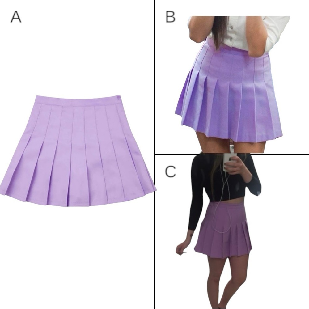 Lilac Purple Tennis Skort Skirt With Box Pleated Side Zip Tennis Preppy‎ Trendy
